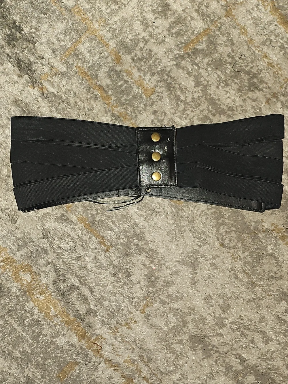 Frederick's Of Hollywood Vintage Black Lace-Up Faux Leather Waist Belt